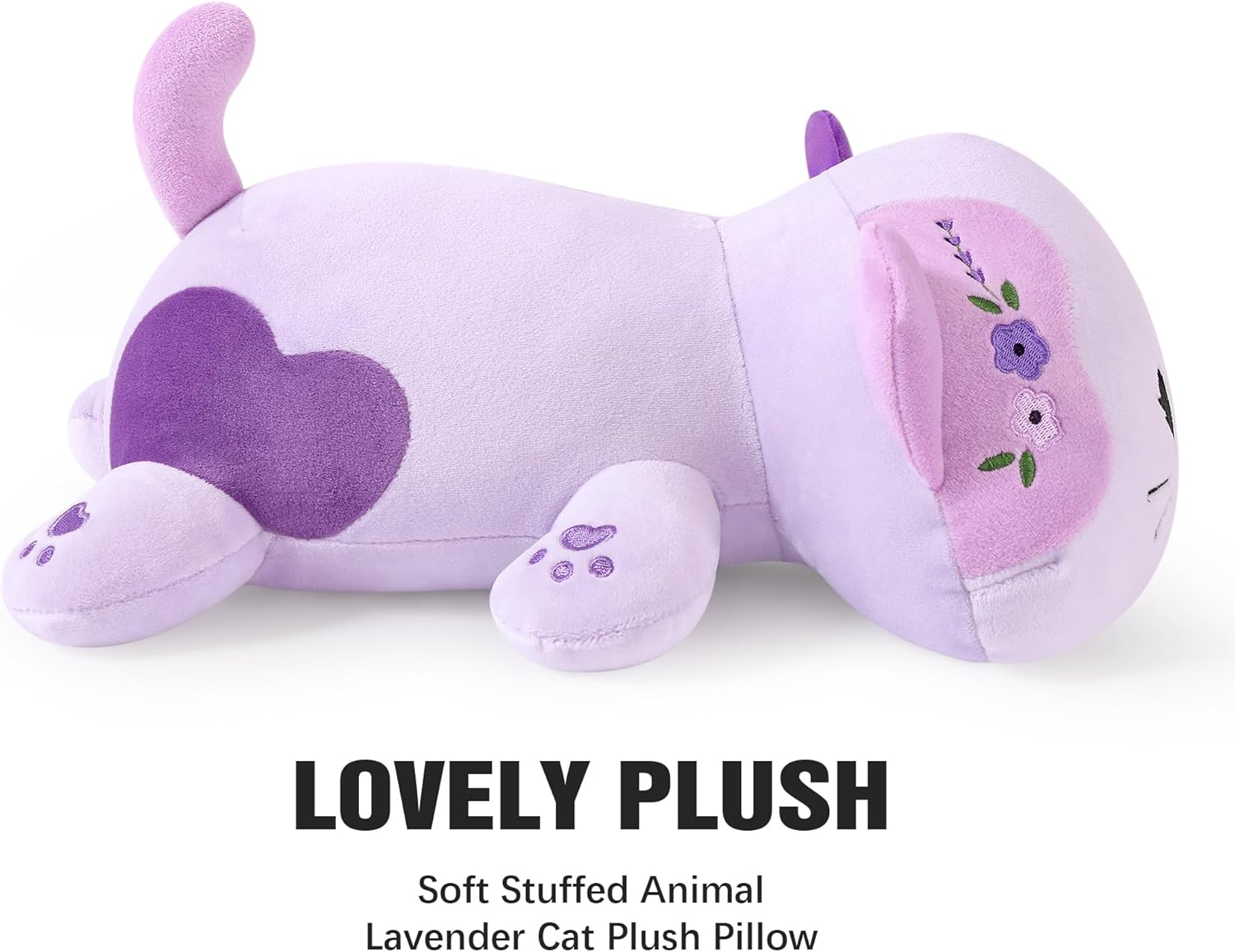 Onsoyours Original Lavender Cat Plush 13 Inch Kitty Plushies Toy Kitten Stuffed Animal Soft Pillow Kawaii Plushie Gift for Kids & Adults (Lavender Cat,13")