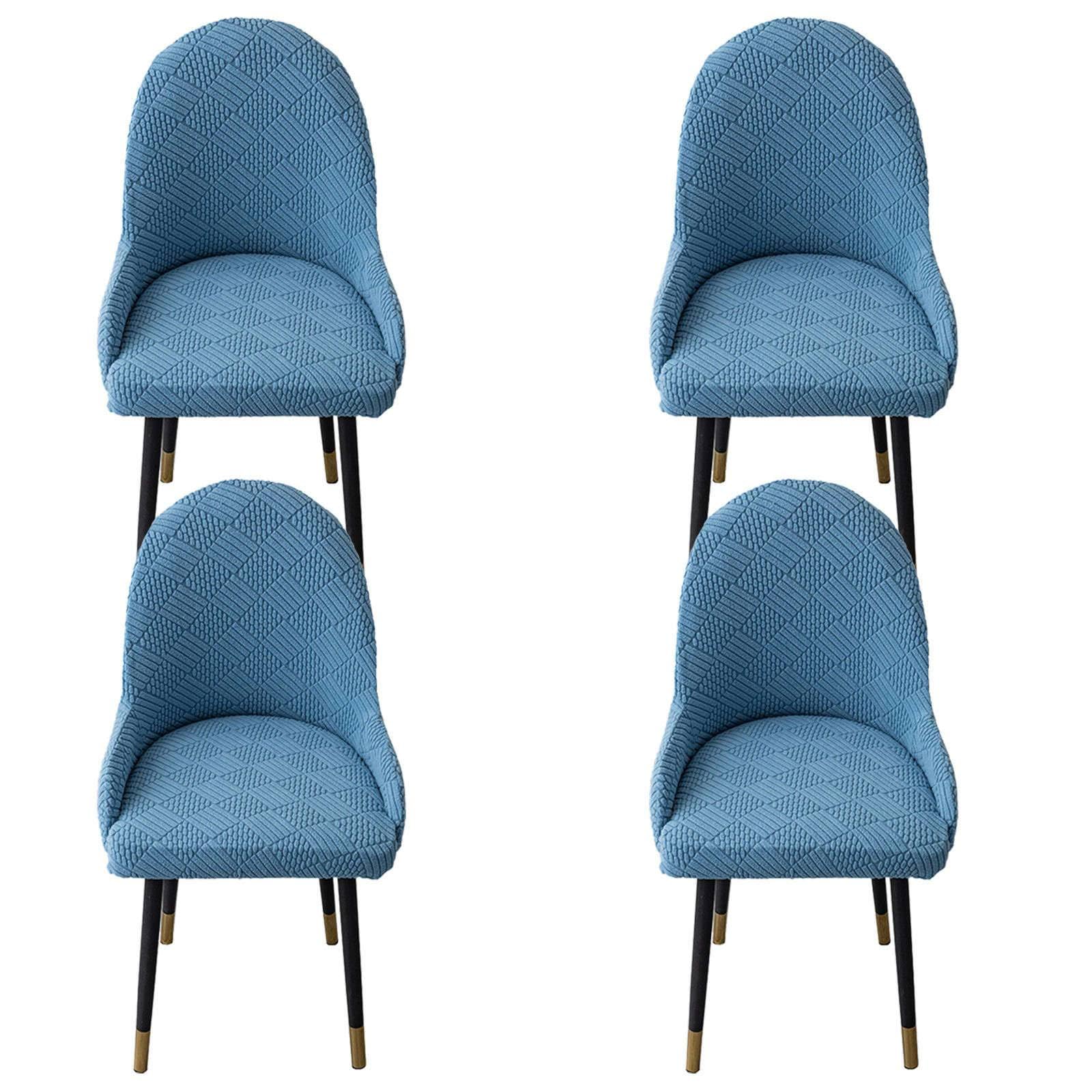 Fundas Sillas De Comedor Elasticas, Comedor Sillas Cubiertas con Brazos Respaldo con Reposabrazos Extraíble Fundas para Sillas De Comedor Lavable para Comedor-Azul-Pack de 4
