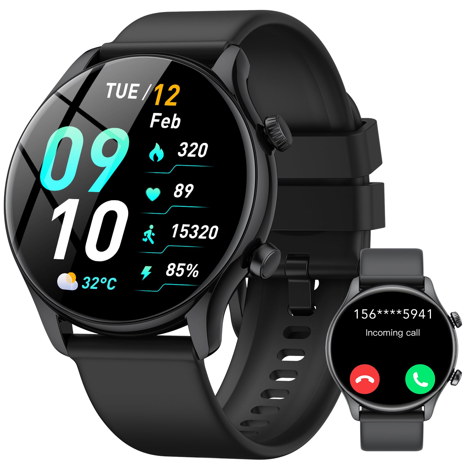 vamout Smartwatch Uomo Donna, 1.39" Orologio Smartwatch con Effettua/Risposta Chiamate, 100+ Sportive Modalità Fitness Tracker, Contapassi/Sonno/Cardiofrequenzimetro, IP68 Smart Watch per Android/iOS
