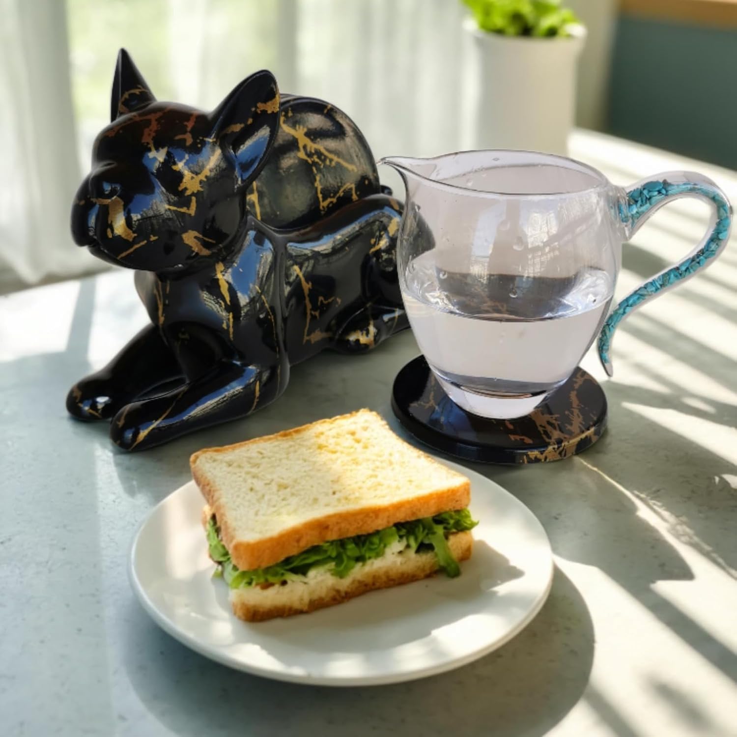 Dog Coaster Set of 4 Marble Coasters, Decorative Coasters for Dining Table Coffee Table Bar, Modern Marble Home Art Decoration - Image 5