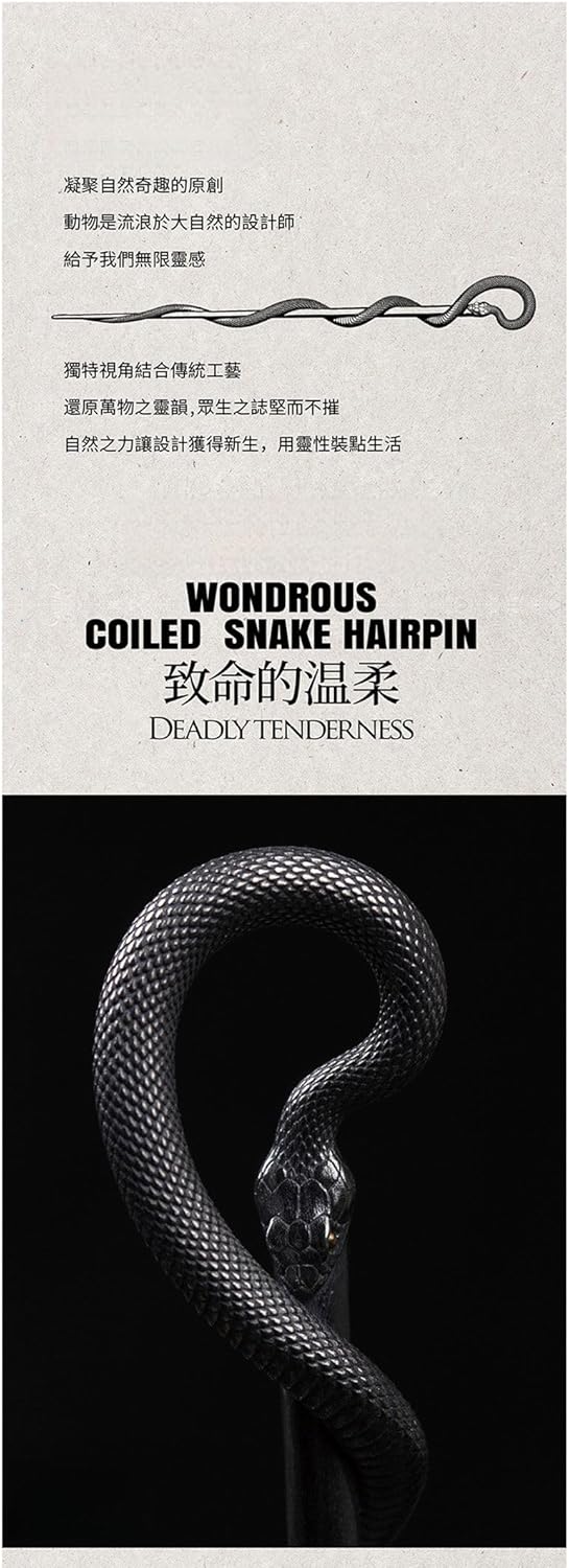 Vintage Unique Silver Snake Hairpin - Healing Serpent Design - Fashionable And Versatile Hair Accessory