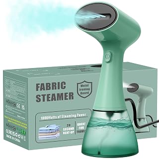 Steamer Dampfglätter Reise, 1800W 30G/min dampfbügeleisen, Steam Iron 400ML Tragbarer Reisebügeleisen 20S Schnelles Aufheizen, Handdampfer Dampfbürste für Kleidung, T202, Grüner - Amazon product rated Grade A
