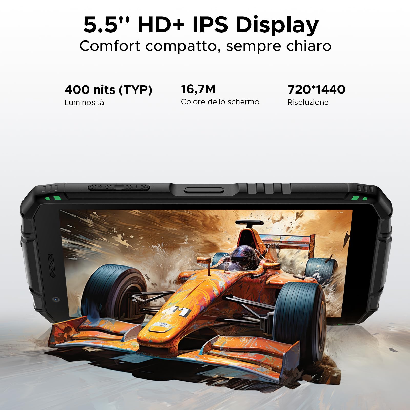 DOOGEE Fire 3 Rugged Smartphone Android 15, UNISOC SC9863A, 5.5" IPS HD+ Display, 8350mAh Telefono Indistruttibile, 12GB+64GB/2TB, 13MP+8MP Telefono Rugged, Widevine L1/Face Unlock/NFC- Verde
