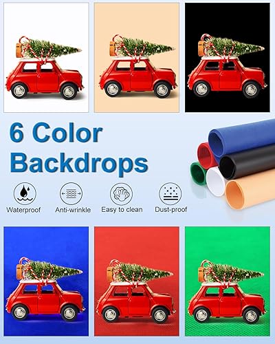 Miniatura 2 de PULUZ - Caja de luz para fotografía, caja de luz portátil de 16 pulgadas para estudio fotográfico con 64 luces LED y 6 fondos de colores, kit de