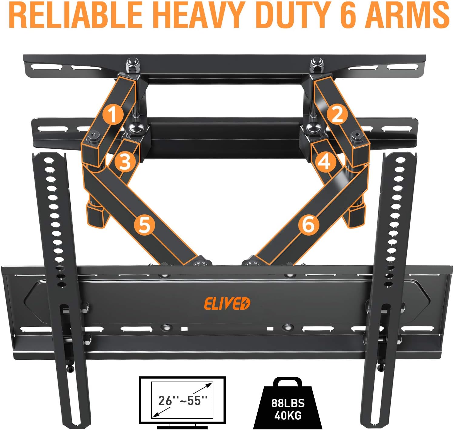 Buу 1 gеt 1 🔥 Full Motion TV Mount TV Wall Mount Swivel and Tilt for Most 26-55 Inch, Some up to 65 Inch TVs, Wall Mount TV Bracket with Dual Articulating Arms, Max VESA 400x400, 88 lbs. Loading, 16 Studs ELIVED Lоwеѕt Prісе Full Motion TV Mount TV Wall Mount Swivel and Tilt for Most 26-55 Inch, Some up to 65 Inch TVs, Wall Mount TV Bracket with Dual Articulating Arms, Max VESA 400x400, 88 lbs. Loading, 16 Studs ELIVED