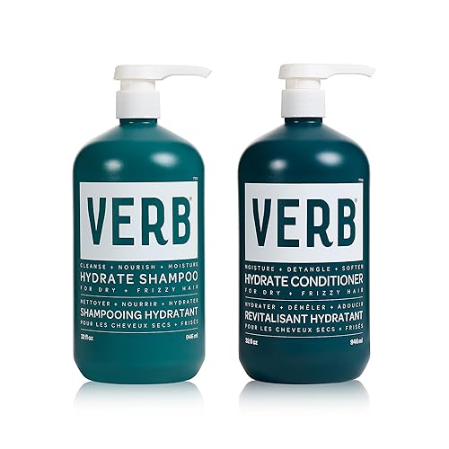 VERB Hydrate Shampoo + Conditioner Duo - Cleanses + Nourishes Dry + Frizzy Hair to Smooth + Reduce Frizz - Amber + Warm Jasmine Scent