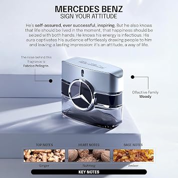 Mercedes Benz Man Sign Your Attitude - Eau de Toilette for Men - Long Lasting Mens Cologne - Amber Cologne for Men - Mens Cologne Spray - 3.4 oz