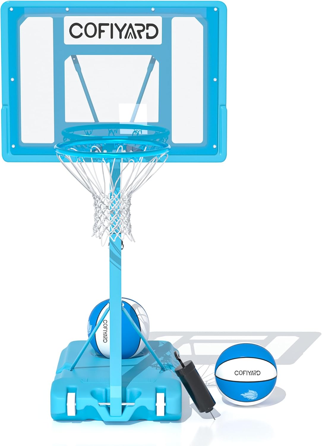 Swimming Pool Basketball Hoop,Adjustable Poolside Basketball Goal with 2 Balls & Inflator Outdoor for Youth Teens Adults