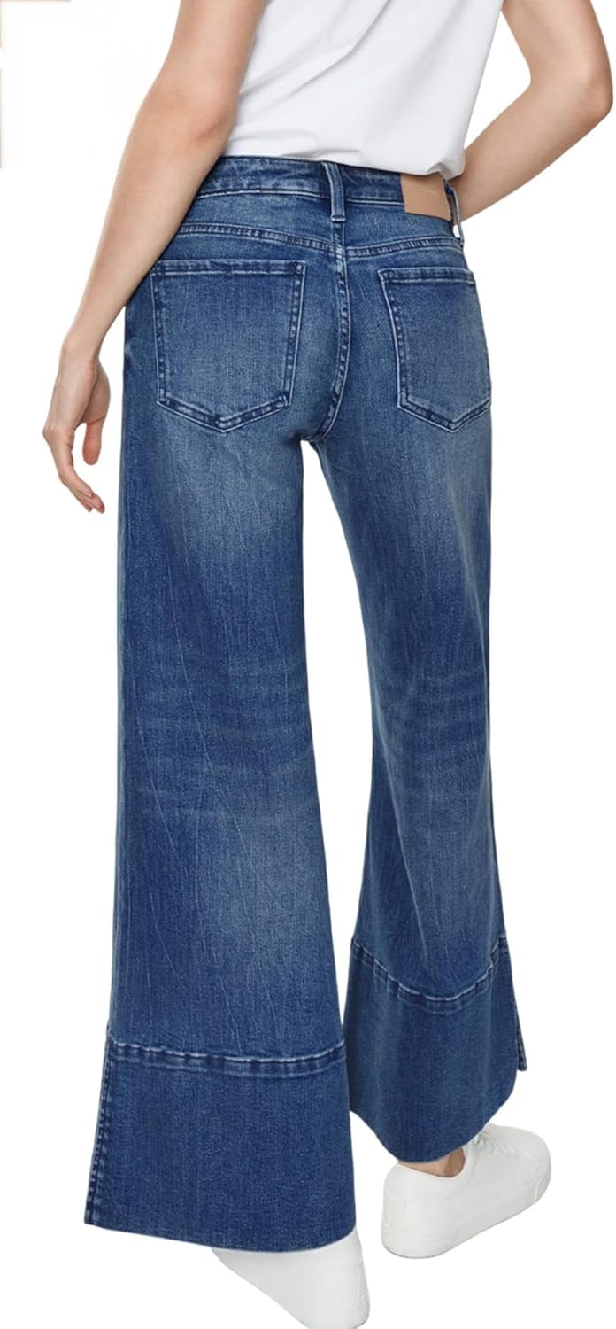 Women's Wide Leg Jeans Baggy High Waisted Straight Leg Denim Pants with Pockets - Image 3