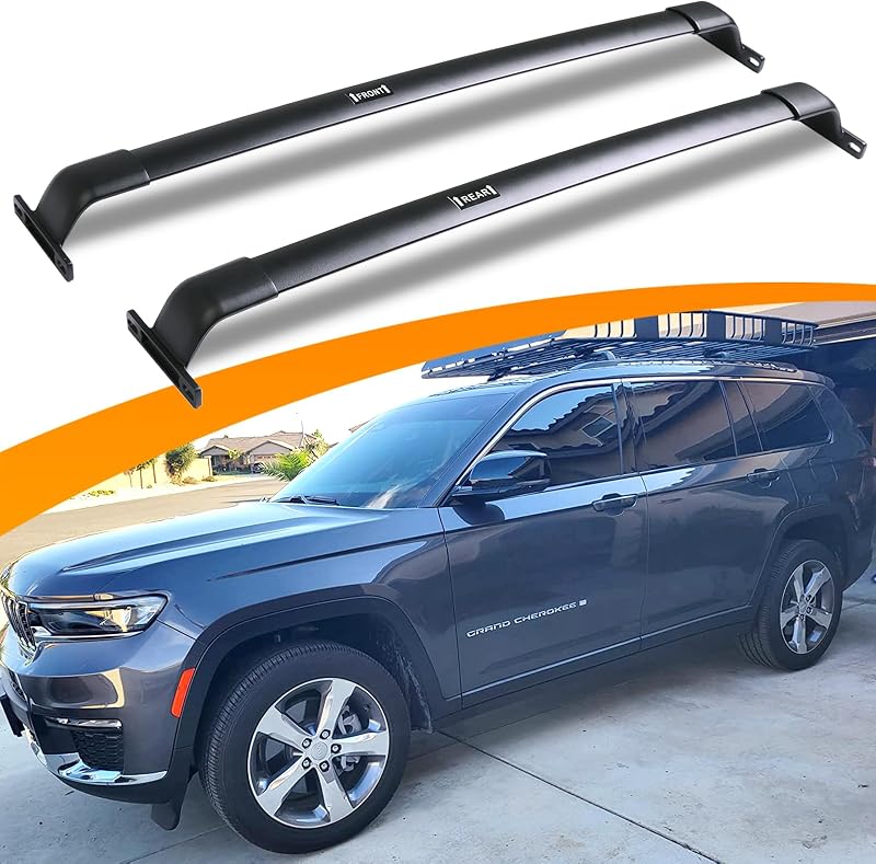 300 lb Roof Rack Cross Bars for 2021-2026 Jeep Grand Cherokee WL/L | All-Aluminum Crossbars; Fits 2021-2026 L 3-Row & 2022-2026 WL 2-Row; Sunroof-Friendly, No-Drill Setup, Low-Profile Look