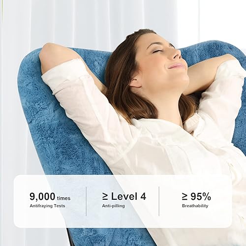 Miniatura 20 de Silla moderna de acento suave para sala de estar, sillón individual tapizado, respaldo alto, sofá perezoso (gris dorado) Gris dorado,Azul