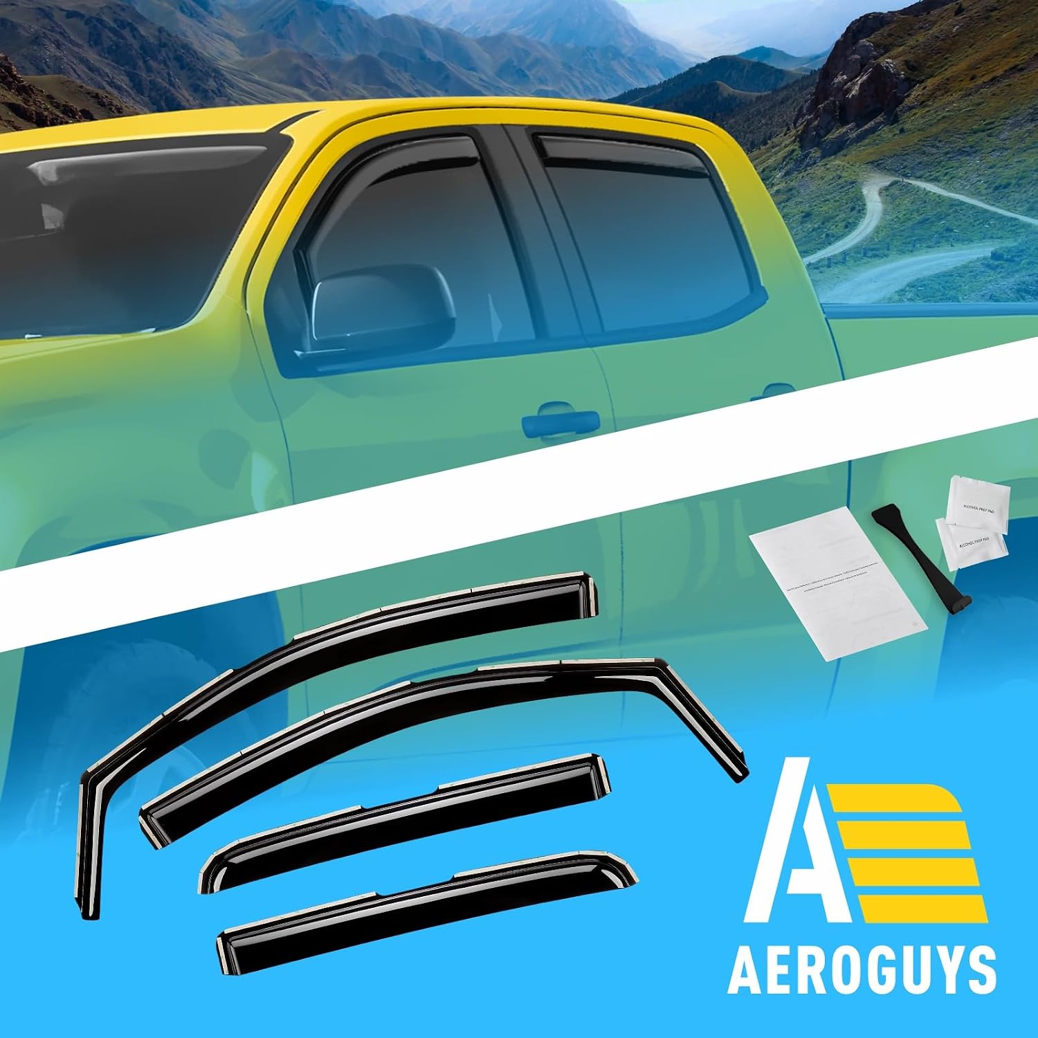 Extra Durable Window Deflectors in-Channel Window Visors Rain Guards Fit for Chevrolet (Chevy) Colorado 2015-2022 Crew Cab, Sun Visors, Wind Vent for Shades, Exterior Car Accessories - 4pcs. AG0275