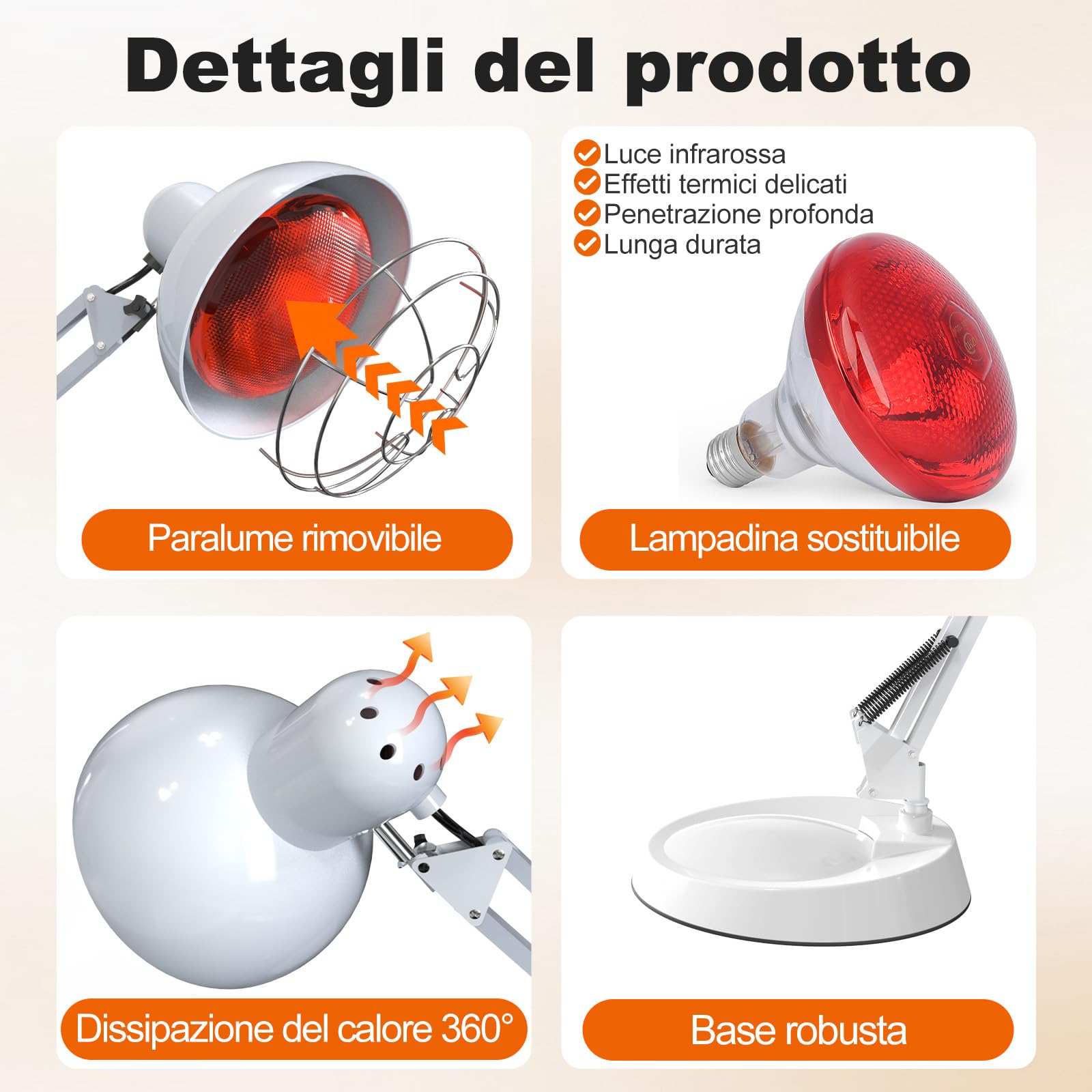 Cozion Lampada In-frarossi Riscaldante, 100W Lampada a In-frarossi Termica a Raggi In-frarossi Lampadas Luce Rossa per Uso Domestico