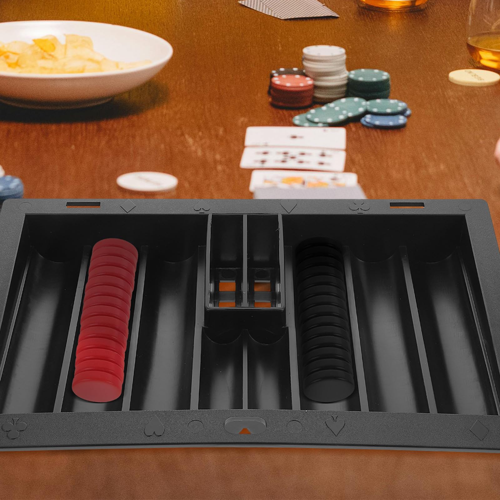 Acryl Pokerchip Halter mit Einzigartigem Kompakter Design Schwarzer Chiphalter für Poker und Brettspiele 350 Stück Chips Übersichtlich Aufbewahren