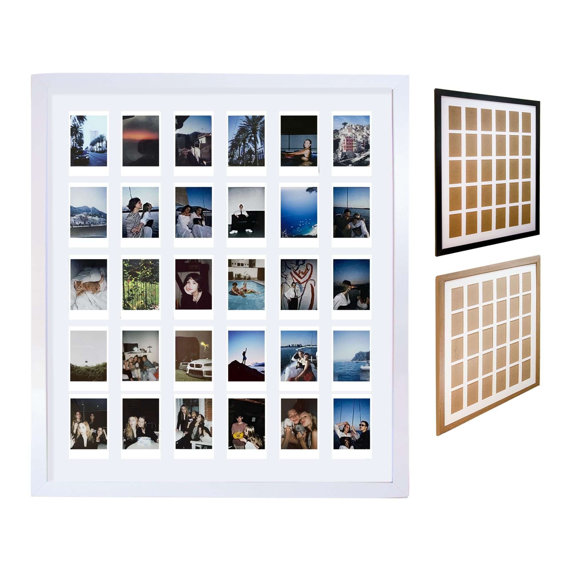 White Multi Picture Frame Collage Wall Decor For Fujifilm Instax Mini Film - 30 Openings Large Photo Collage Frame For Wall - Mini Picture Wall Frame - Not Compatible with Polaroid Film Size