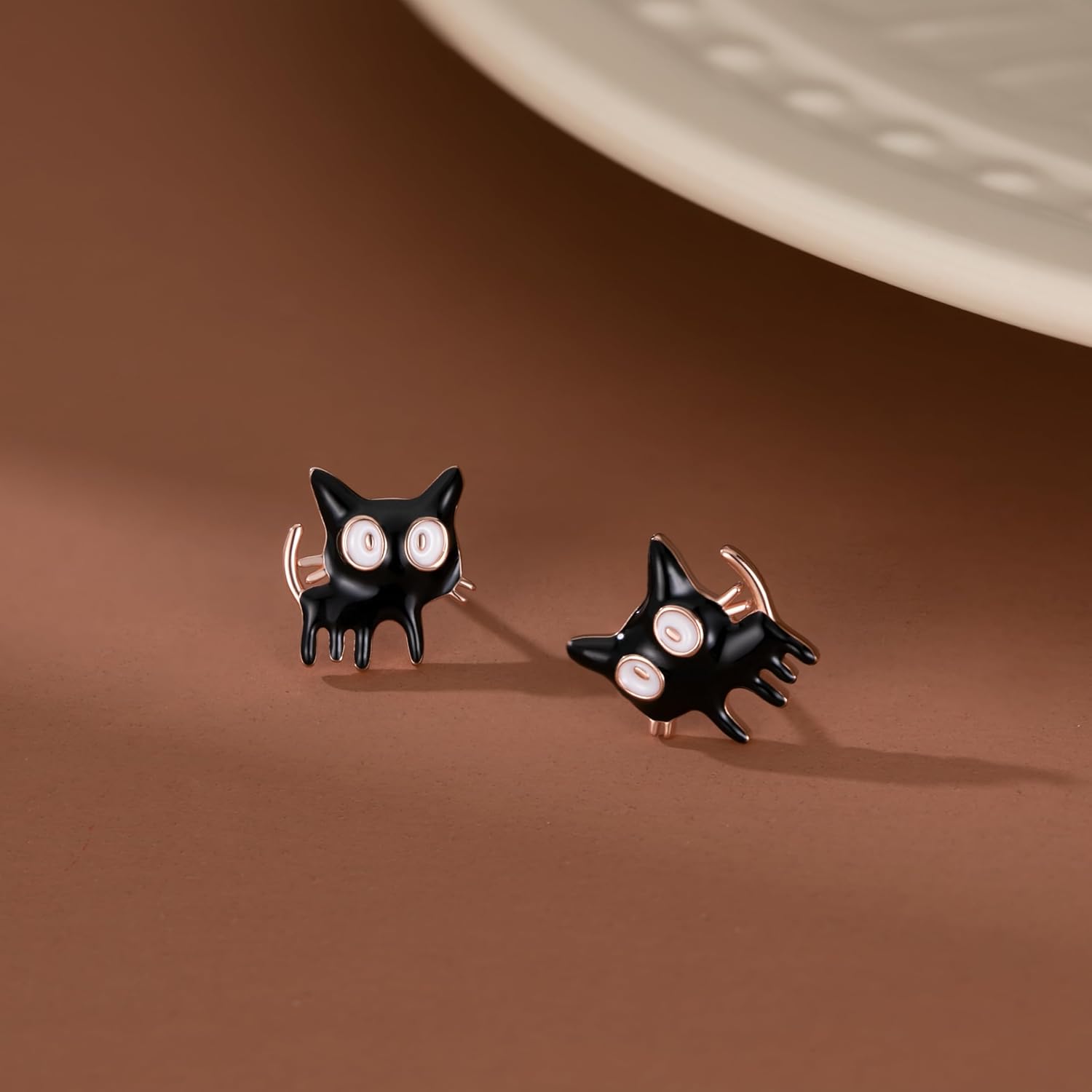 SLUYNZ Sterling Silver Small Cat Studs Earrings for Women Teens Black Cat Earrings Studs Small Kitten Earrings Cat Gift for Cat Lovers - Image 4