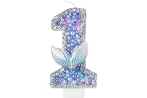 Girls Sparkler 1 Birthday Number Candles: Sparkly Mermaid Tail Numeral Candle for a Magical Celebration