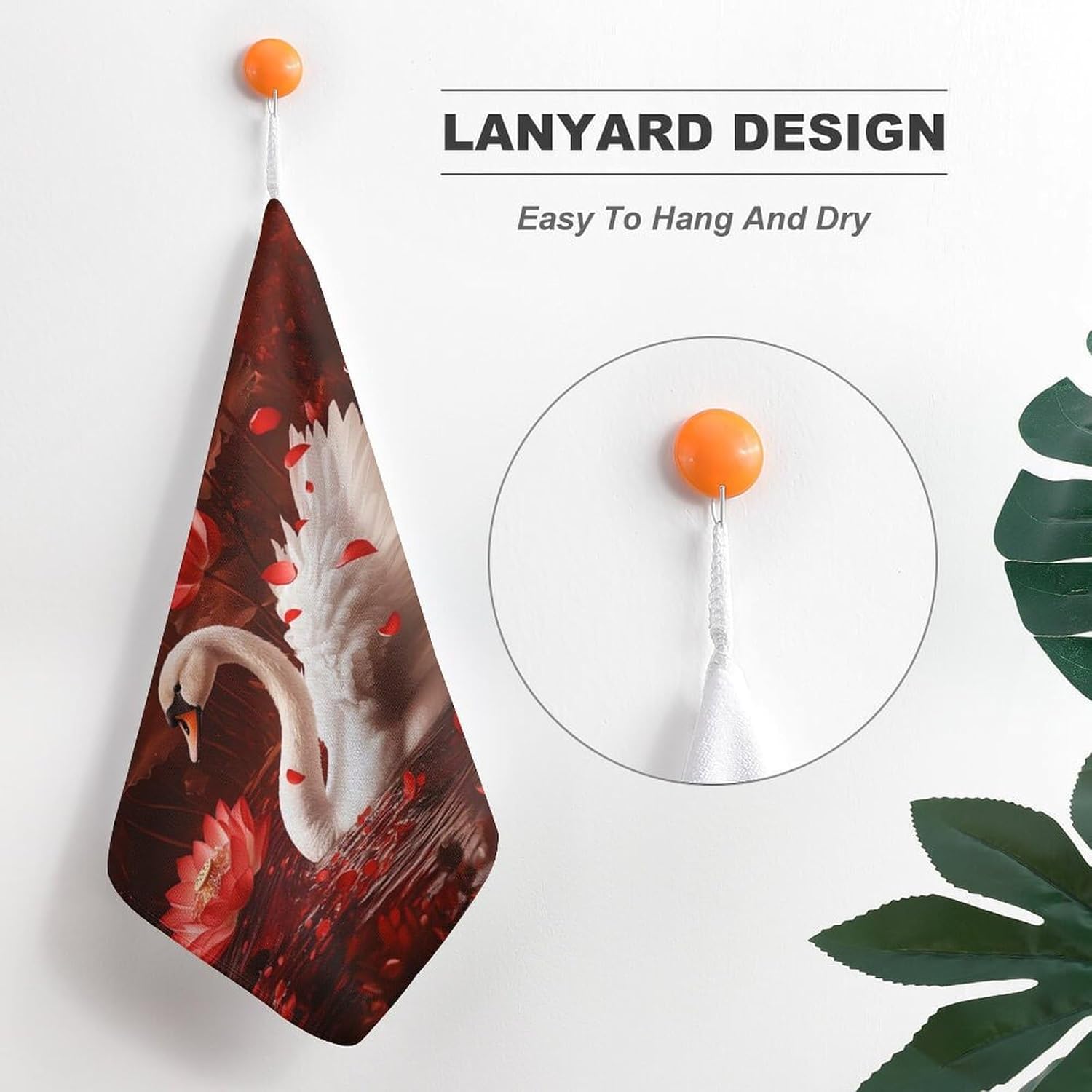 Lotuses Lake Swan Towel Hand Towels Decorative Towel for Bathroom Kitchen Shower Gym 4PCS