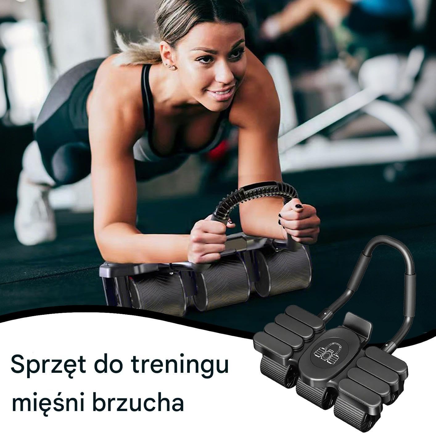 Koło do Brzucha z Automatycznym Powrotem 6-Kołowy Sprzęt Do Ćwiczeń Mięśni