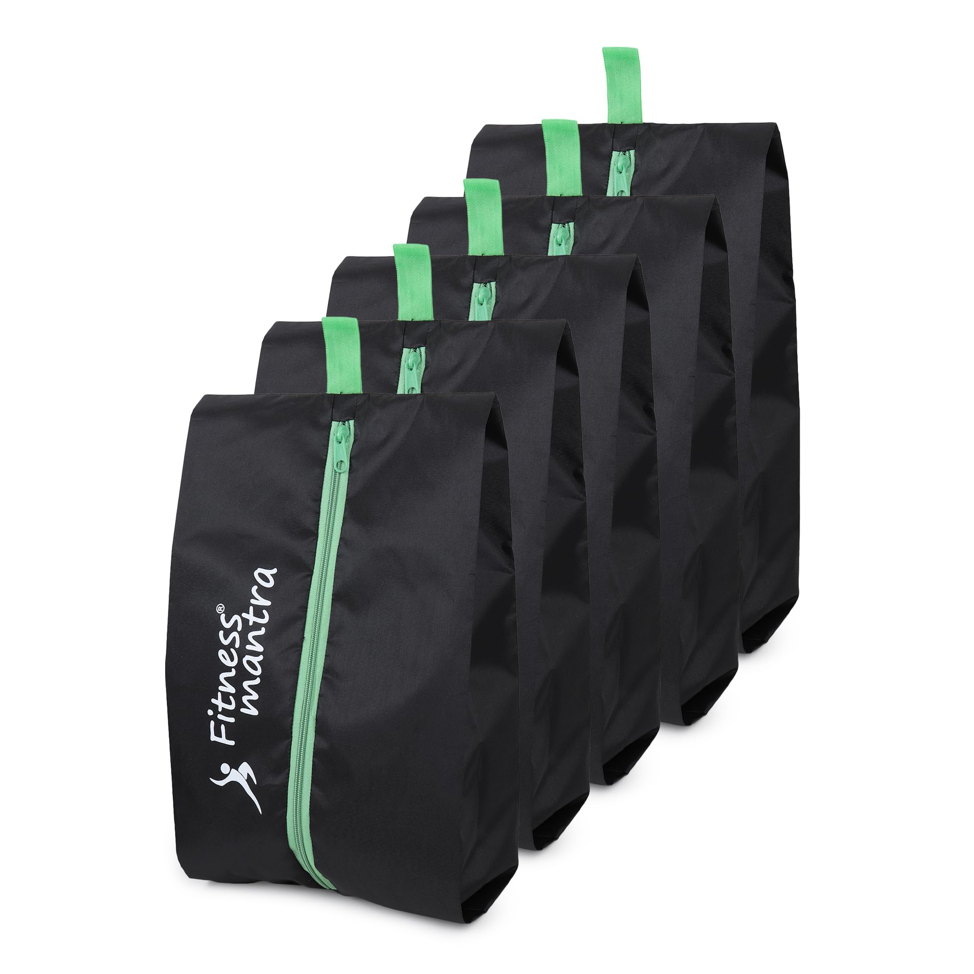 5 Piece Zipper Shoes Bag| Shoe Cover for Dustproof Travelling| Portable| Black + Green|