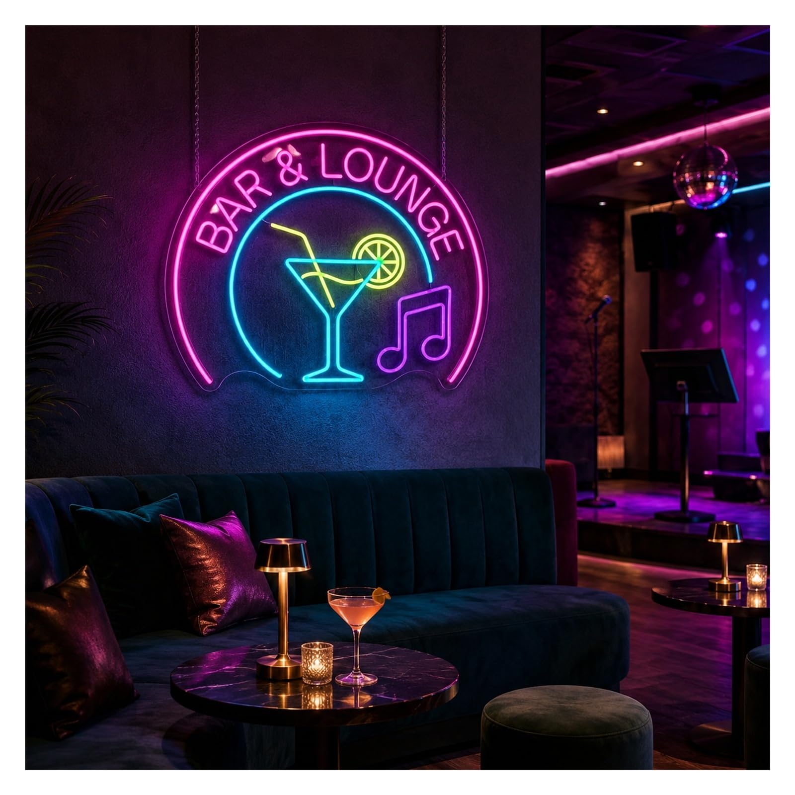 Insegna al Neon Insegna Al Neon Per Cocktail Bar E Lounge | Decorazione Da Parete Per Feste, Soggiorno, Club, Bar, Caverna Dell'uomo, 55cm