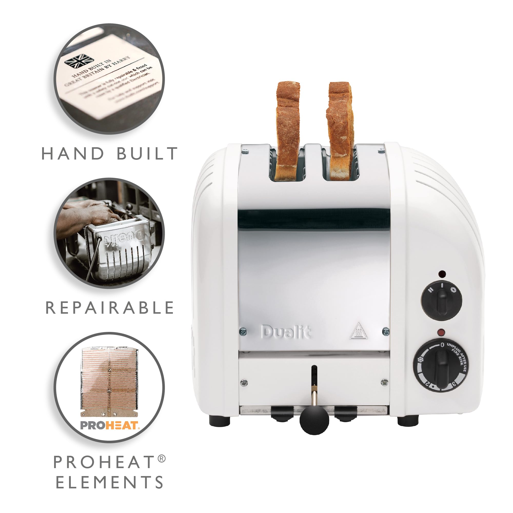 Dualit Classic 2 Slice NewGen Stainless Steel Toaster, White