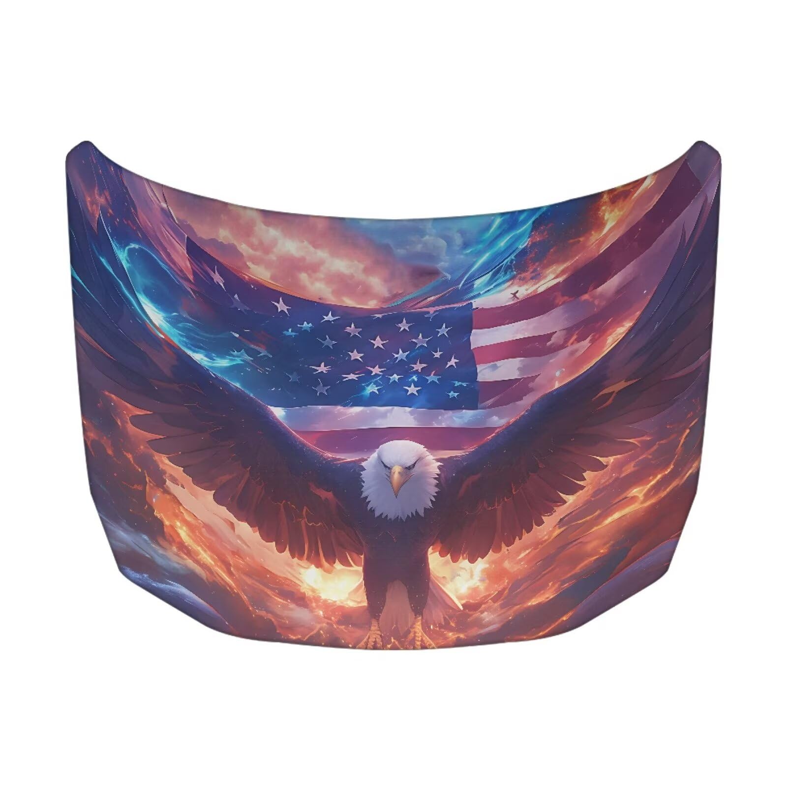 Eagle American Flag Car Hood Cover Protector, 59×39 Inch Stretch Polyester Flag for Car Hood, Waterproof Auto Exterior Accessories for Sedan SUV Truck Pickup