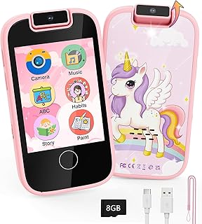 Shiningstone Kids Smart Phone for Girls, Toddler Phone with Dual Camera Puzzle Games Touchscreen, Learning Toy Christmas Birthday Gift (Pink)