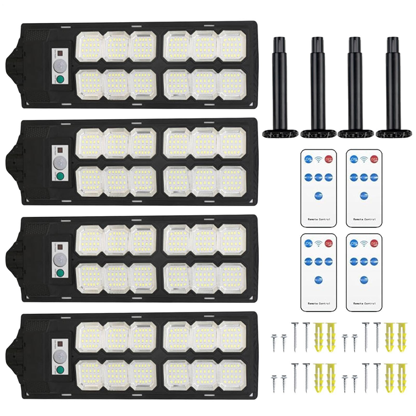 Genérico Luces Solares para Exterior Iluminación LED Solar Impermeable | 4 focos para aparcamiento para exteriores: garaje, patio, entrada de vehículos, jardín, granja, sendero, y playa