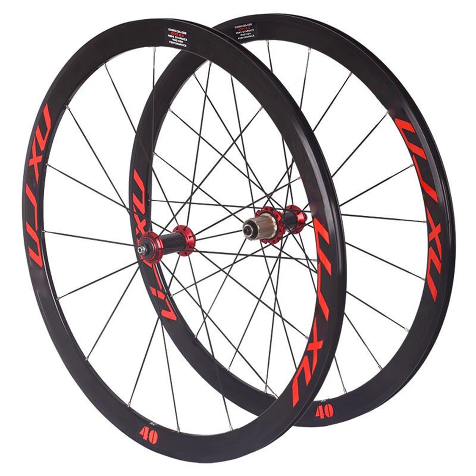 Juego de ruedas para bicicleta de carretera 700C con freno de llanta, buje de carbono, perfil de 40 mm, llantas de aleación de aluminio delanteras y traseras compatibles con 8/9/10/11 velocidades.