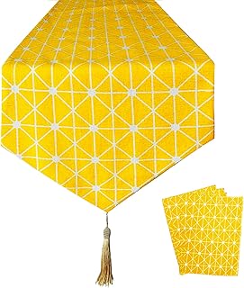 QSUM Linge de Table de Chemin de Table Coton Décoration Maison (200 * 28cm, Jaune)