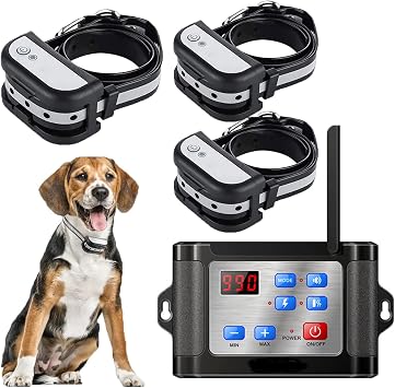 Remote Wireless Dog Fence,Electric Pet Boundary Containment System,with Waterproof Rechargeable Training Collar Receiver,Adjustable Range 100-990 Ft,Shock/Tone Correction,for All Dogs,for3dogs