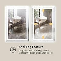 Vista 53 de WTTY LED Bathroom Mirror 32"x32" with Backlit and Front Light,Stepless Dimmable LED Mirror for Bathroom,Anti-Fog Lighted Bathroom Vanity Mirror