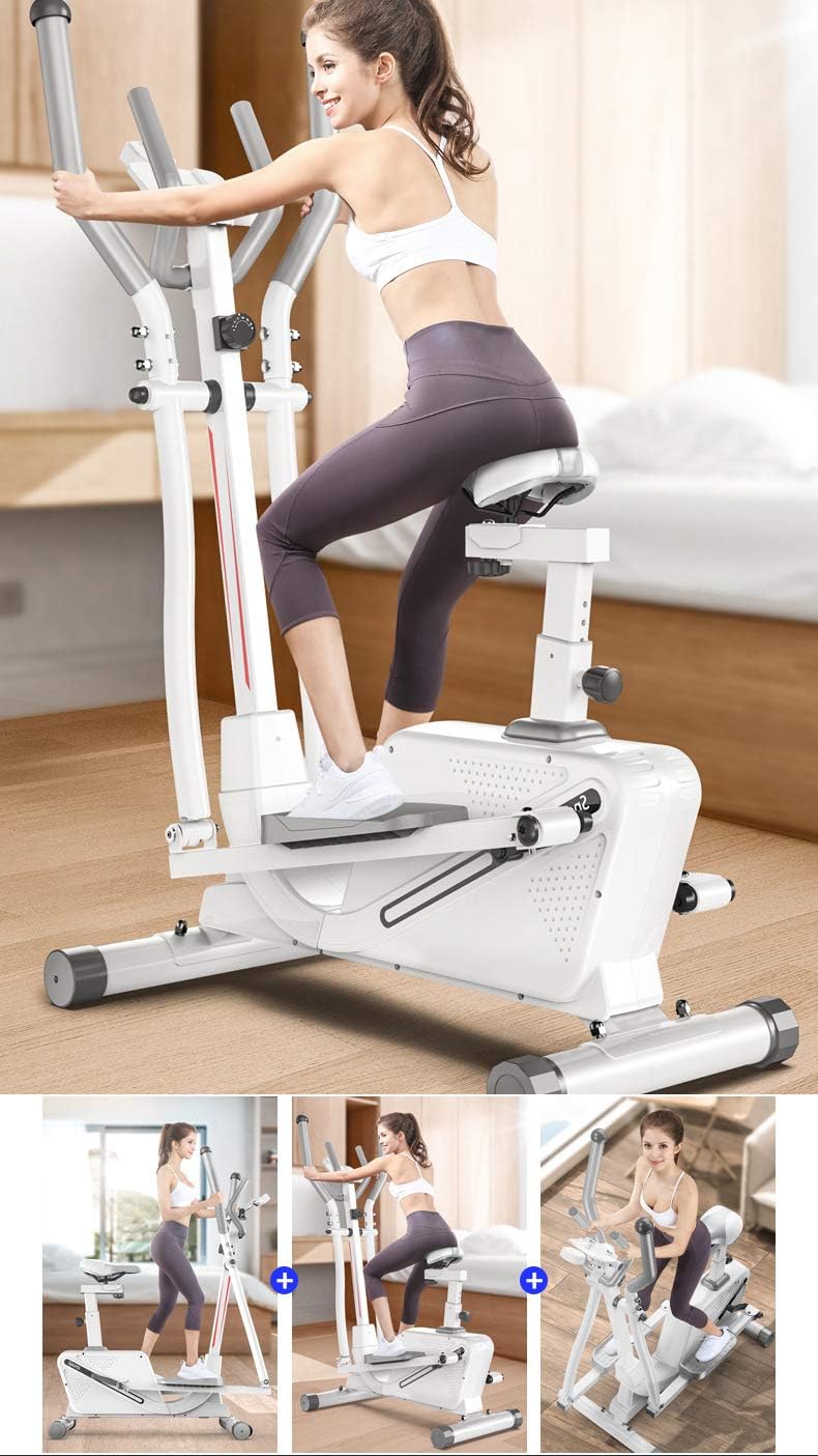 GOLDEN MANGO Magnetic Elliptical Machine Spinning Bike Treadmill Cross Elliptical Trainer And Exercise Bike with Seat 3 in 1 Cardio Home Office Fitness Workout Machine