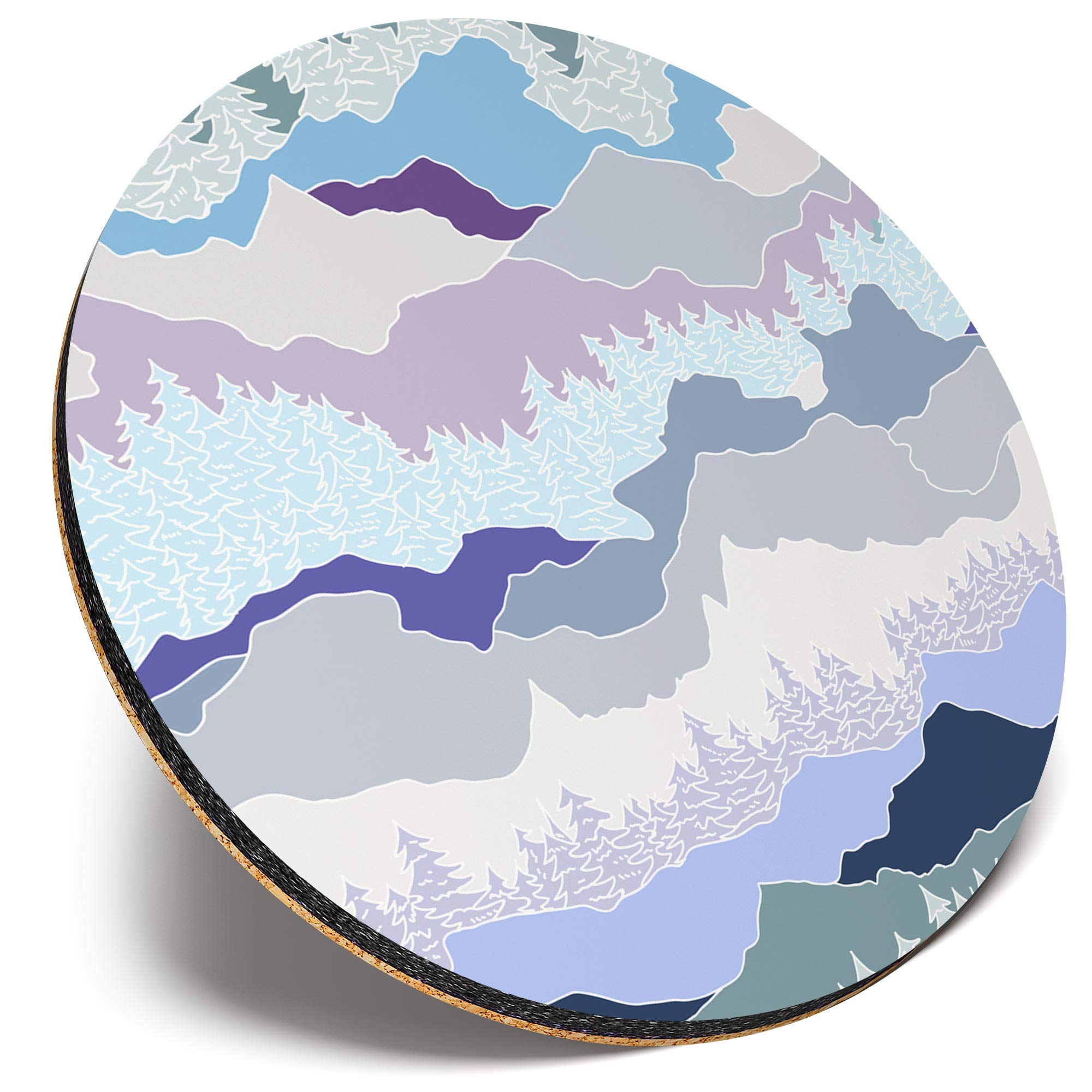 Destination Vinyl Ltd Multicolor Round Single Coaster - Forest & Mountain Ski Snowboard |Glossy Quality Coasters | Tabletop Protection For Any Table Type #45056