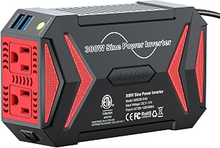 BESTEK 300W Pure Sine Wave Power Inverter for Car - DC 12V to 110V AC, Dual 4.8A USB Ports, Tesla Compatible for Laptops, Phones, CPAP Machines