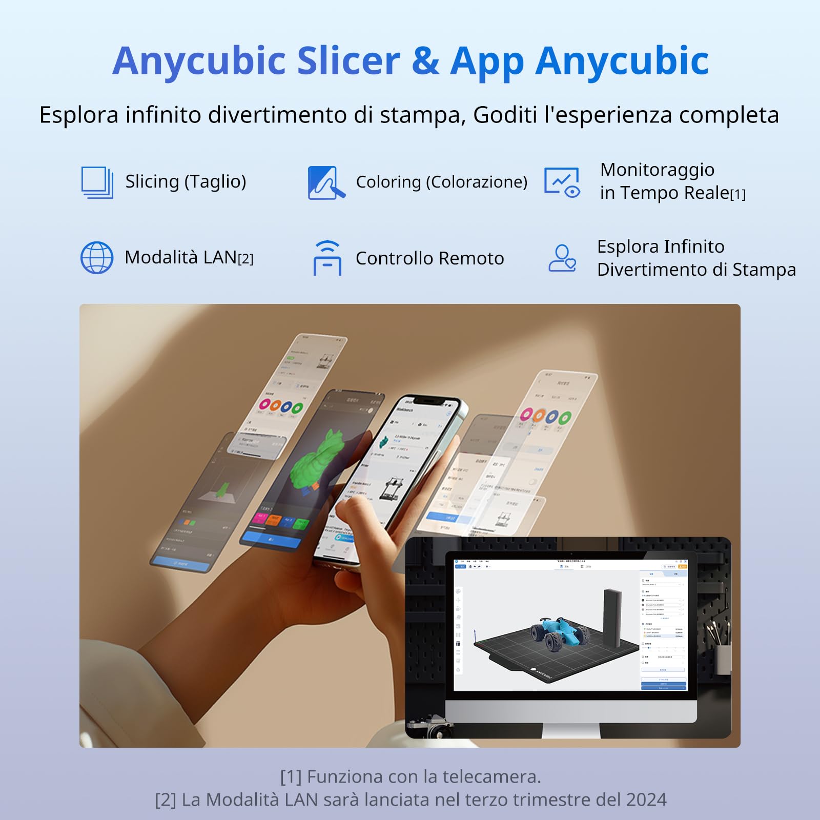 ANYCUBIC Kobra 3 Stampante 3D Intelligente per la Stampa Multicolore (da 4 a 8 Colori), Stampante 3D FDM ad Alta Velocità di 600 mm/s,Grande Volume di Stampa 250 * 250 * 260mm