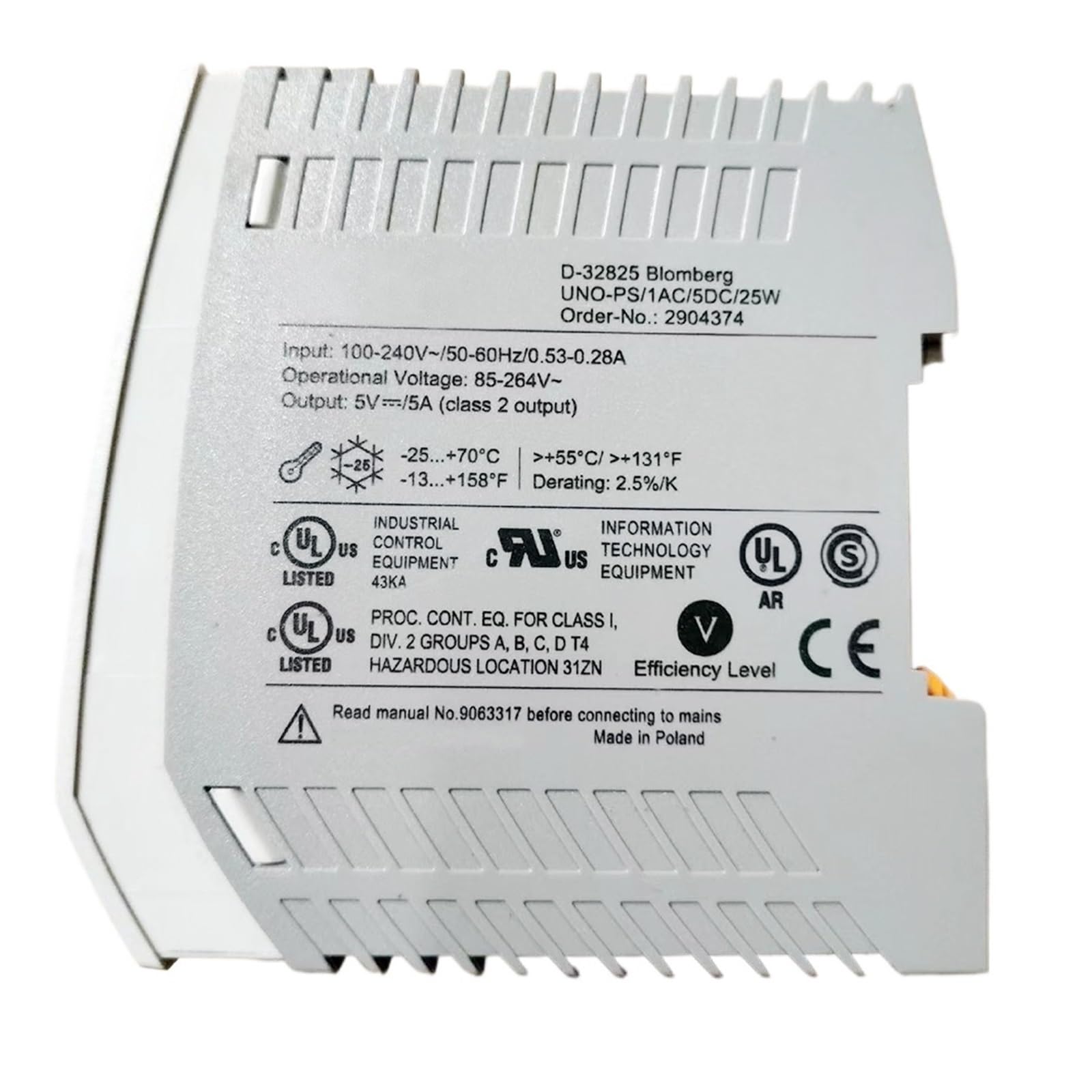 TSCFHGQI 2904374 Power Supply UNO-PS/1AC/5DC/25W