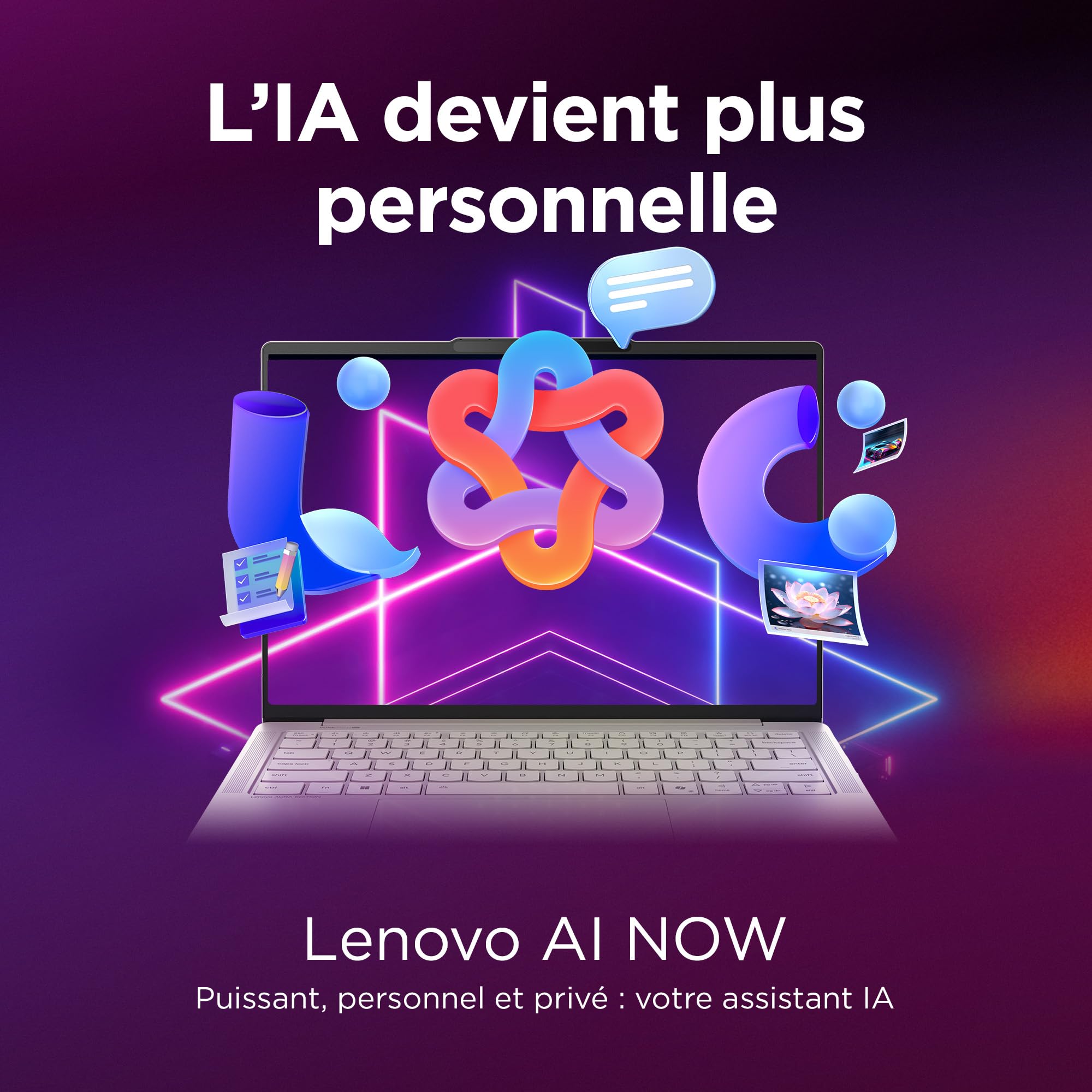 Lenovo Yoga Slim 7 14ILL10 - Ordinateur Portable Copilot + 14'' OLED 60Hz (Intel Core Ultra 7 256V, RAM 16Go, SSD 1To, Windows 11 Home) Clavier rétroéclairé AZERTY FR - Seashell