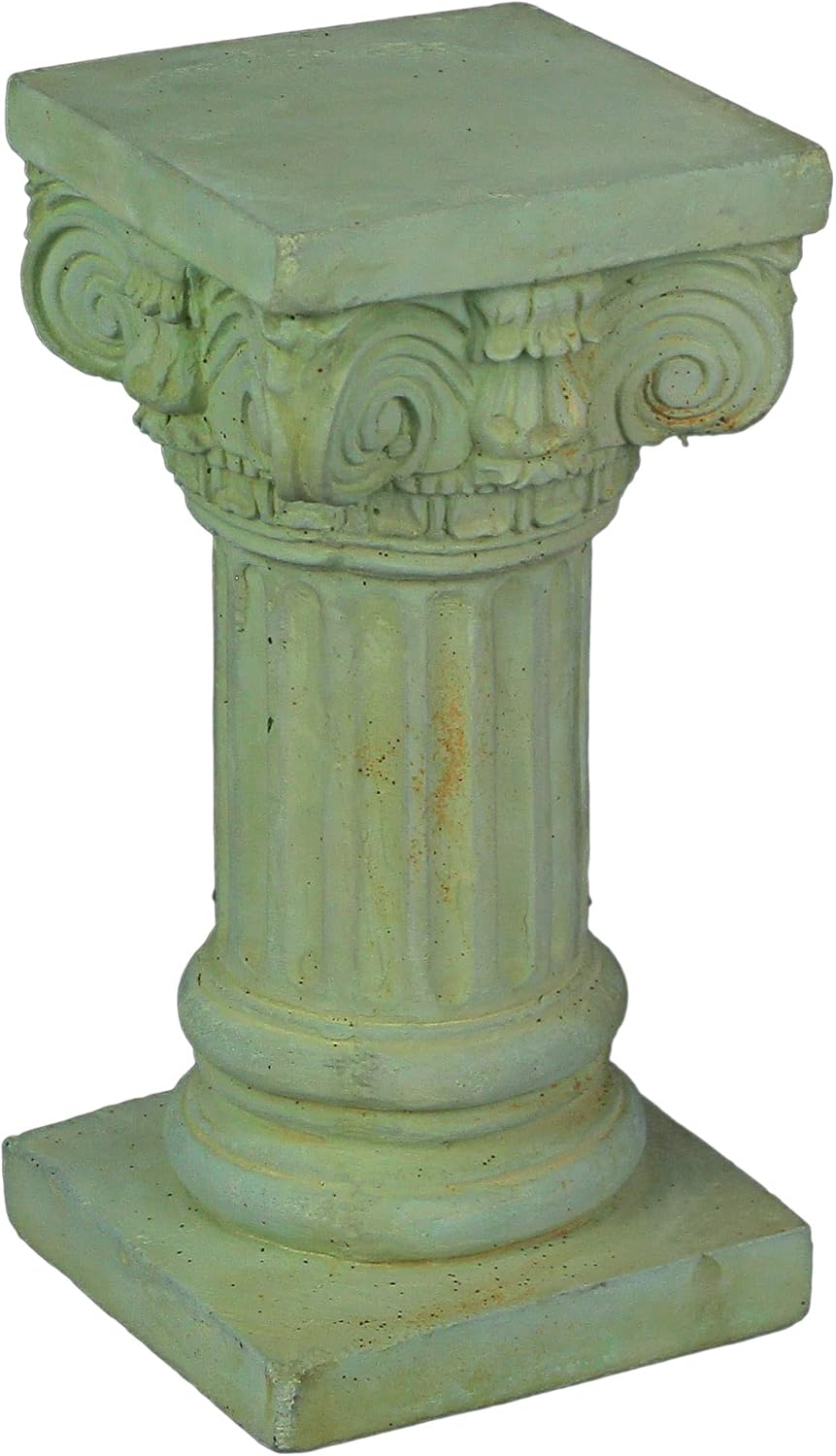 Things2Die4 Verdigris Finish Solid Concrete Roman Ionic Column Pillar Mini Statue Pedestal 8.25 Inches High