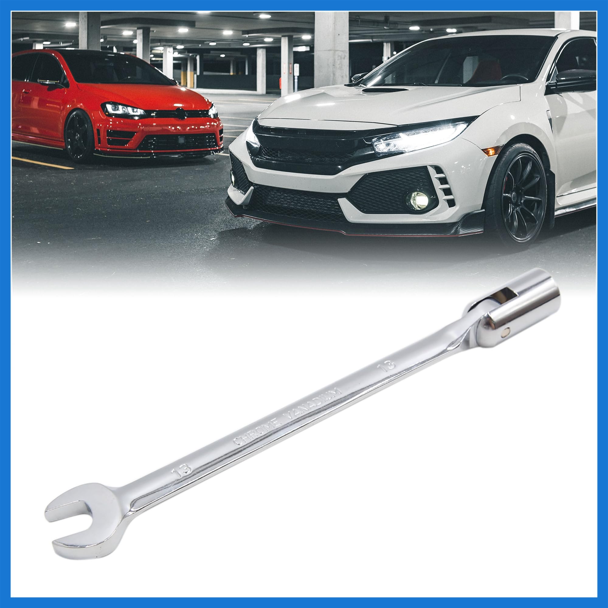 VekAuto 13mm Swivel Head Combination Socket Spanner Wrench Car Repair Tool Auto Accessories, Silver Tone, 21X2X2 - Image 2