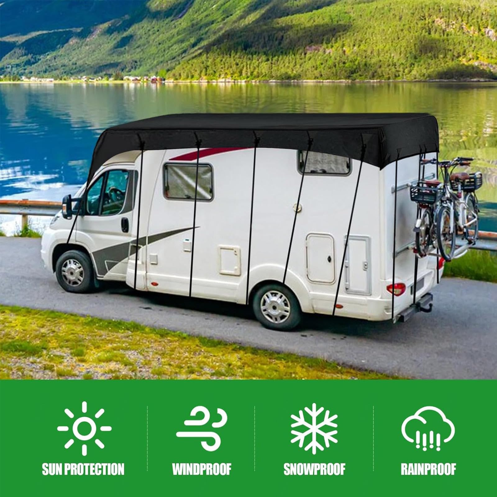 Telo per Camper Tessuto Oxford 210D Copertura Camper A Prova di Vento, Pioggia E Neve Telo Copri Camper Telo Copertura,7.5m×3m