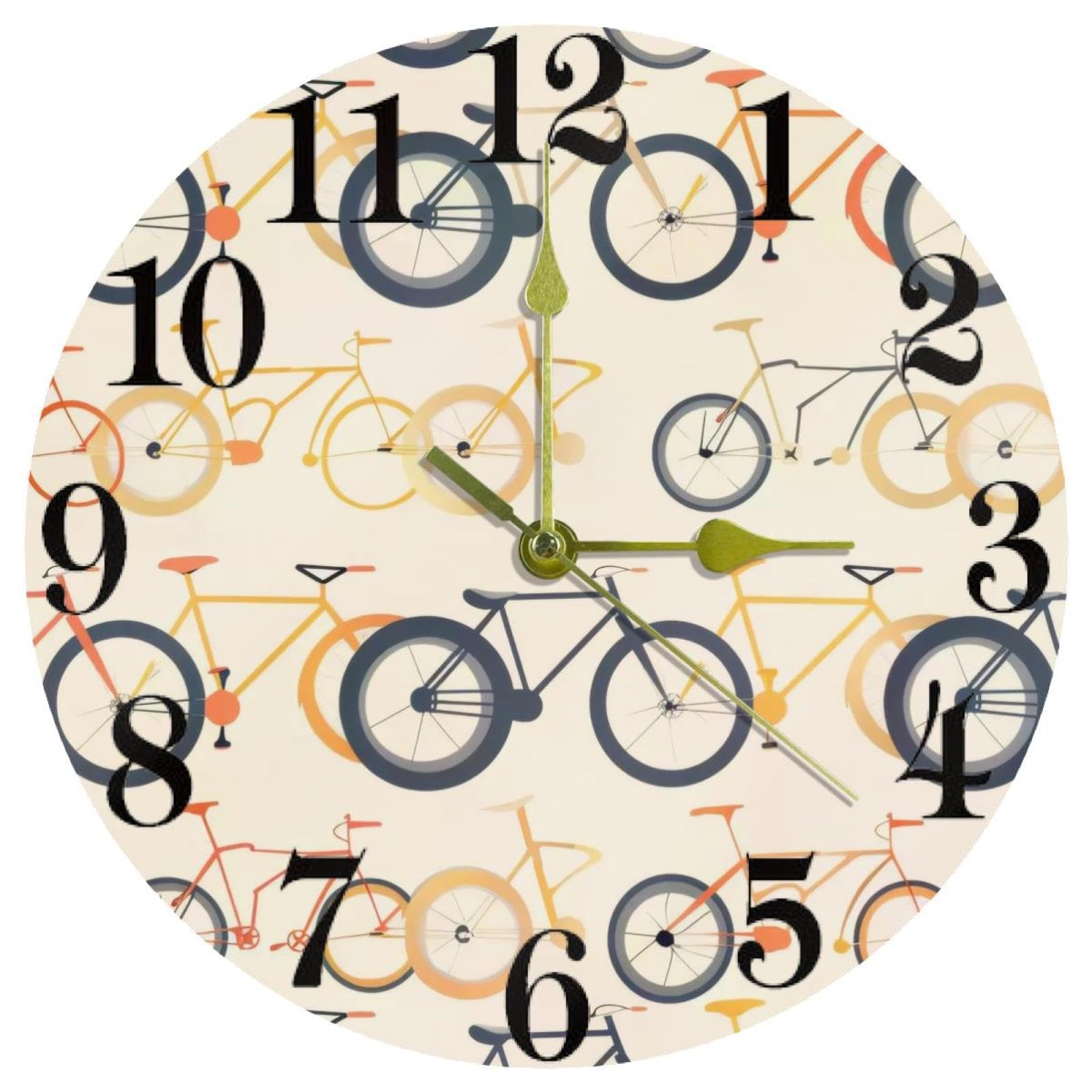 Horloge murale silencieuse à quartz Rows of Bikes ronde pour cuisine et bureau
