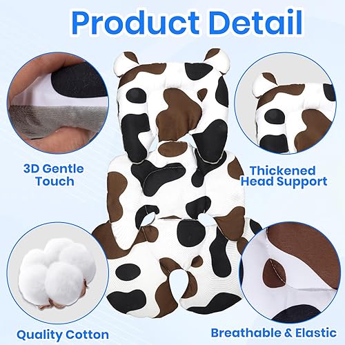 Miniatura 4 de Inserto de asiento de automóvil infantil y funda de 3 correas, soporte de cabeza de asiento de automóvil 4 en 1 grueso para recién nacido, cojín