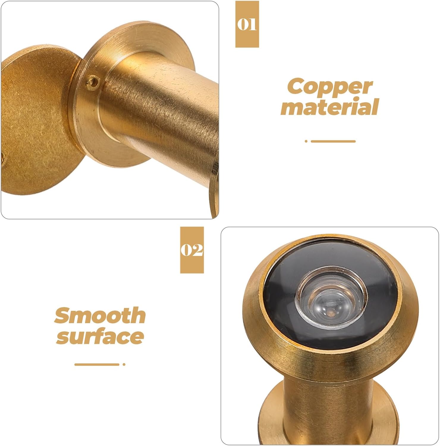 Pure Copper Door Viewer Adjustable Peephole with Wide Angle Anti-Theft Eye for Front Doors Privacy Cover Apartment Security Enhancement