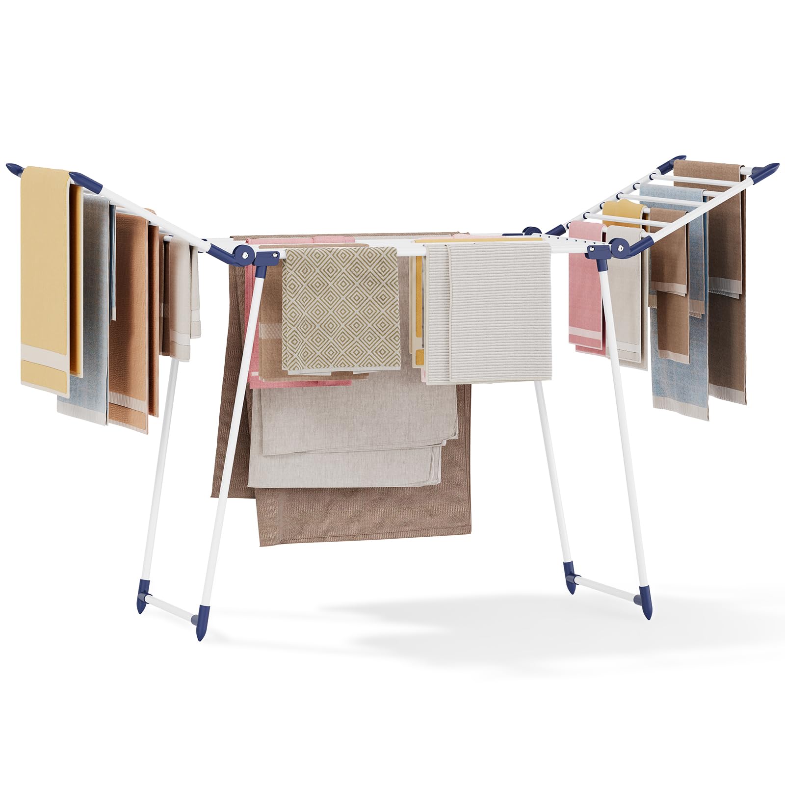 KINGBOARD Clothes Airer Winged Clothes Drying Rack White