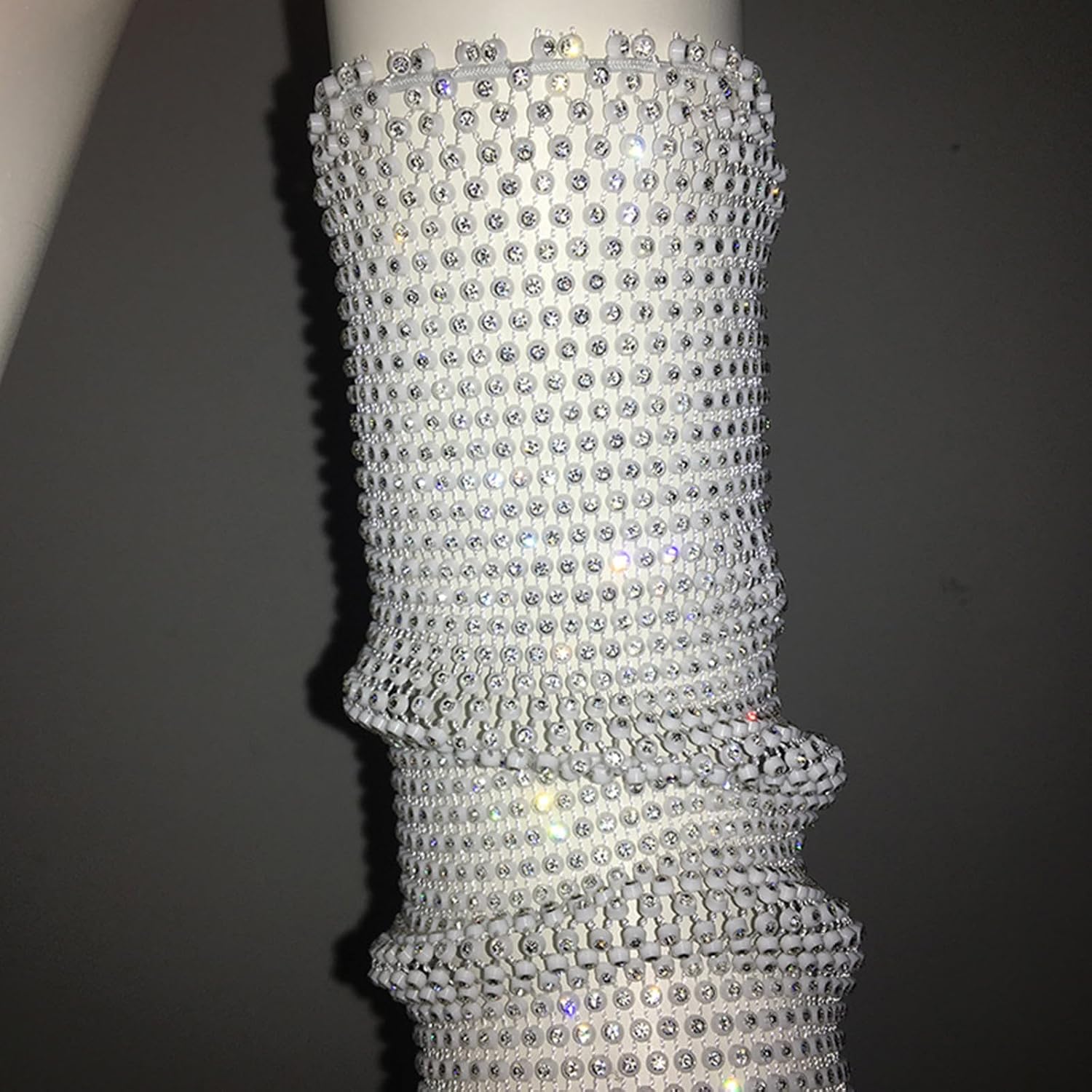 Fashion Women Rhinestones Mesh Long Socks Leg Sleeve Thigh Highs Over Knee Warmer Cover Stockings Clubwear Sleeves