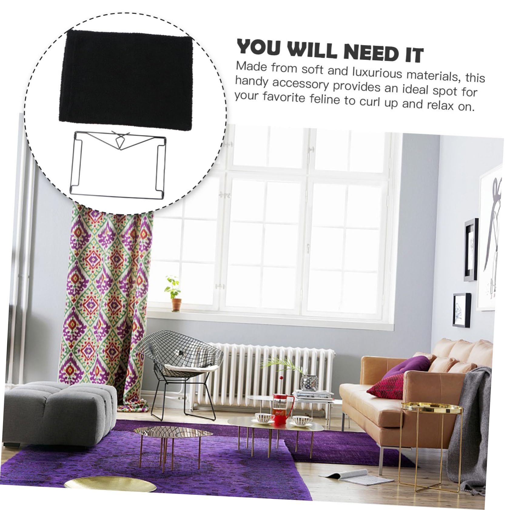 TOYANDONA Lit Suspendu pour Chat Cadre Métallique Hamac Radiateur Chaud et Confortable Noire pour et Petits Chiens Support pour Hiver