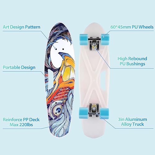 Miniatura 3 de Skateboards Nesaila - Patineta completa de 26 pulgadas para niños, patineta Cruiser completa, patineta de cubierta de PP para crucero, rodamientos