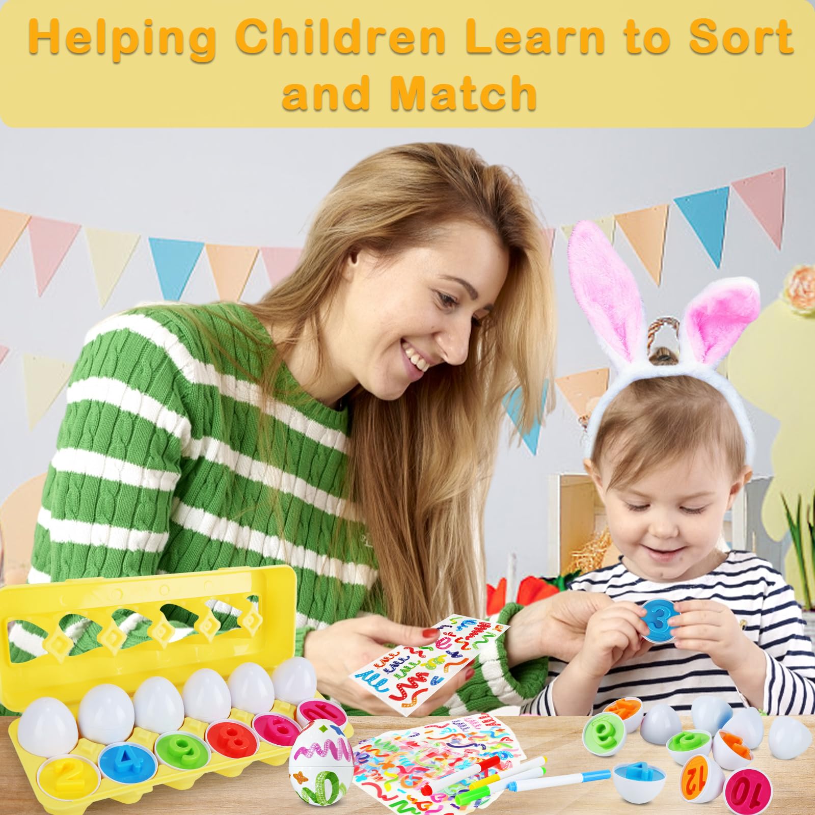 Œufs Montessori 12 Pièces - Jeu éducatif Pour Enfants 1-3 Ans - Cadeau Pâques Amusant